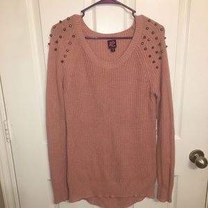 2b bebe studded shoulder knit sweater